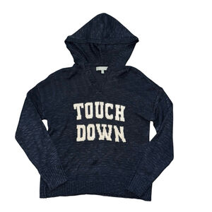 Women's Marled Touchdown Hoodie Size S Blue Football mom vneck sweater